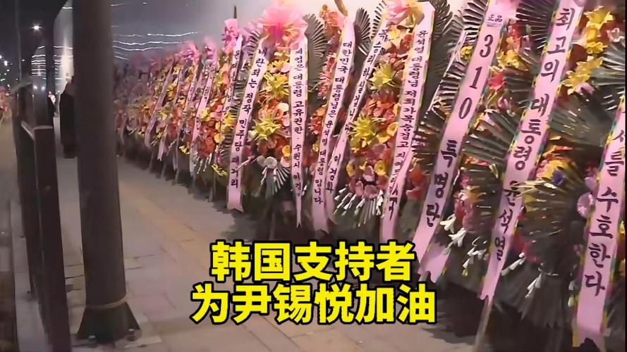 尹锡悦官邸花圈损坏严重，民众支持行动